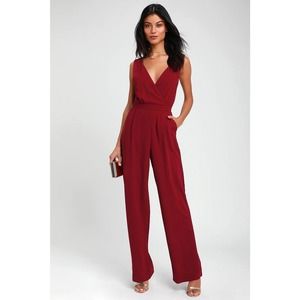 Lulu's Deep Red Jumpsuit